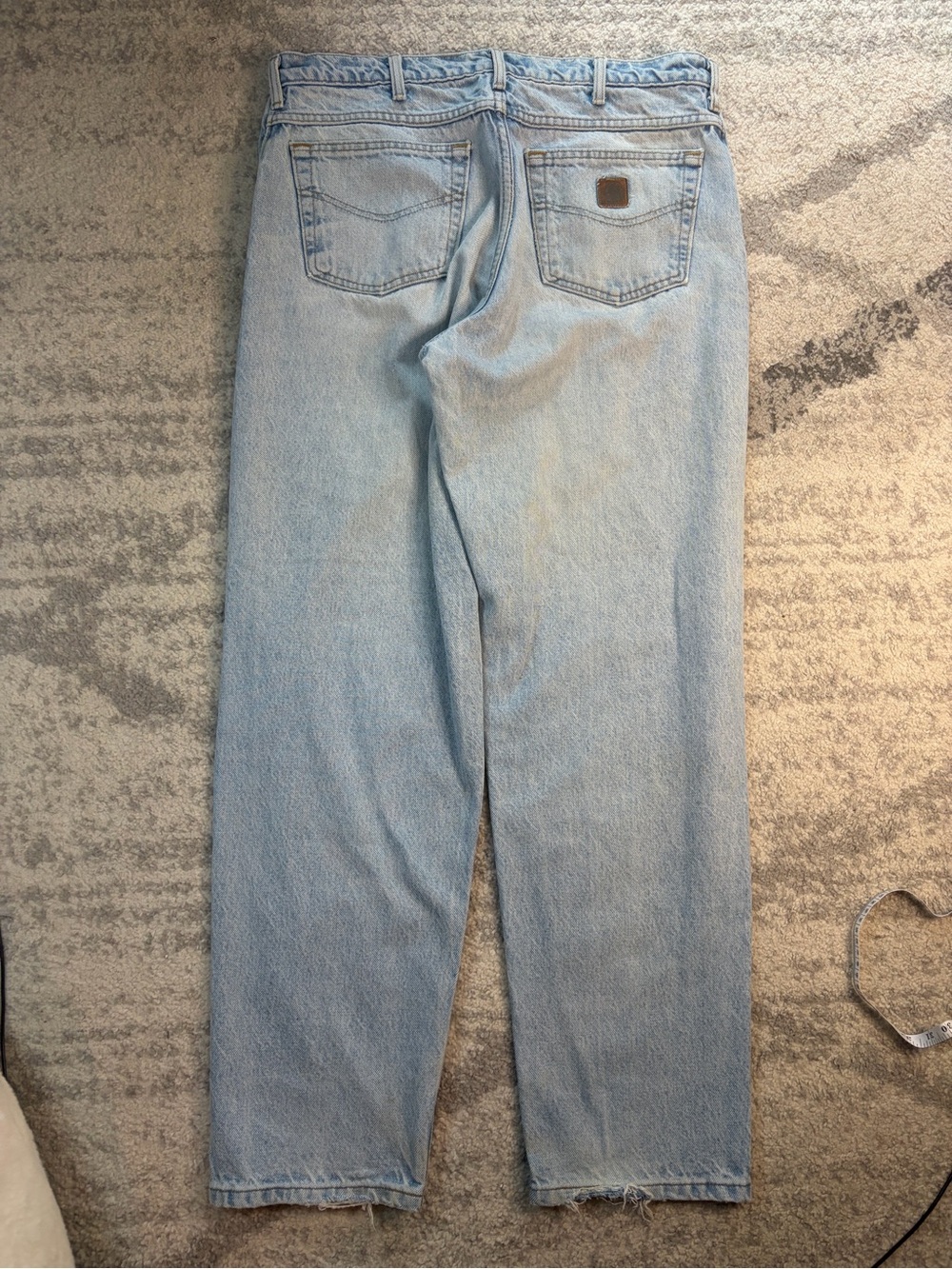 Carhartt Vintage Light Wash Baggy Jeans Distressed Hem Y2K Relaxed Fit